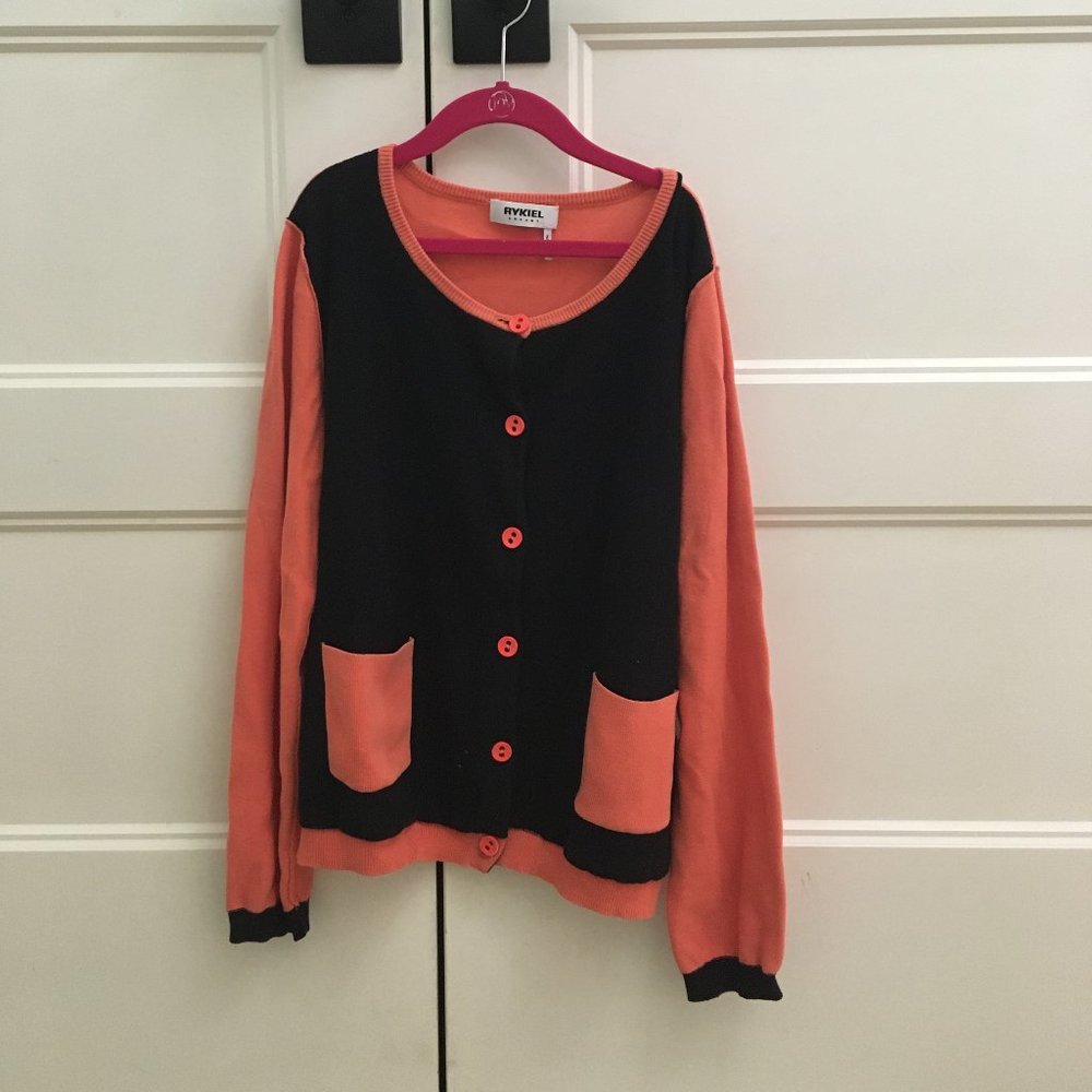 Sonia Rykiel Black And Coral Girls Cardigan - Size 14